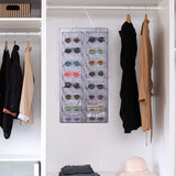 16 Slots Sunglasses Organizer Wall Hanging Eyeglasses Holder Dust Proof Storage