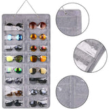 16 Slots Sunglasses Organizer Wall Hanging Eyeglasses Holder Dust Proof Storage