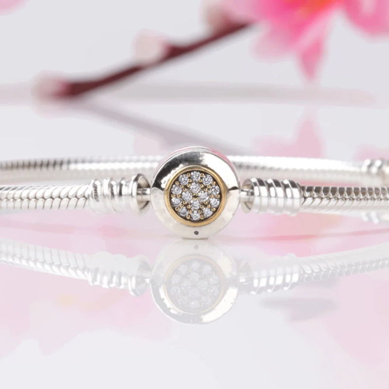 925 Sterling Silver Pan Moments Sparkling Family Tree Heart Crystal Bangle