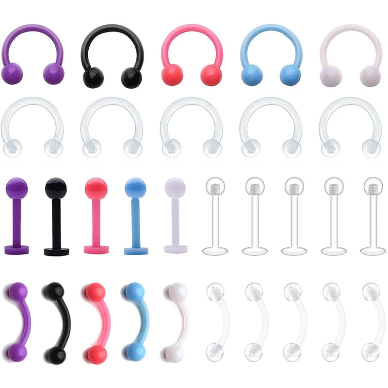 16g Curved Barbell Eyebrow Ring Septum Cartilage Nipple Piercing