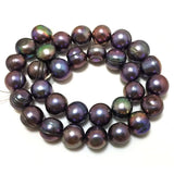 16" 12-13mm Dark Green Natural Large Potato Pearl Strand