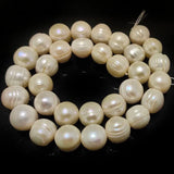 16" 12-13mm Dark Green Natural Large Potato Pearl Strand