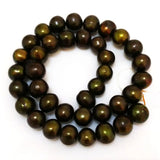 16" 12-13mm Dark Green Natural Large Potato Pearl Strand