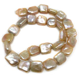 16in 13-15mm Natural Flat Square Coin Pearl Loose Strand