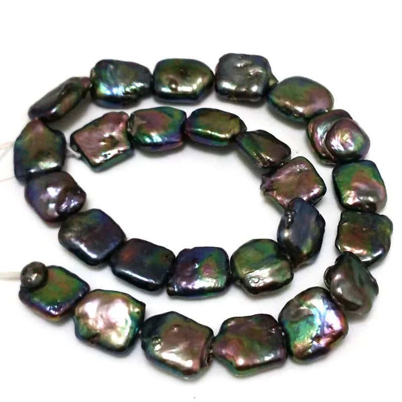 16in 13-15mm Natural Flat Square Coin Pearl Loose Strand