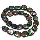 16in 13-15mm Natural Flat Square Coin Pearl Loose Strand