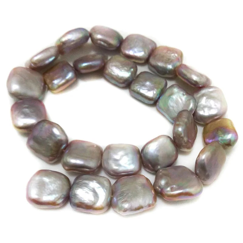 16" 13-15mm Lavender Flat Square Coin Pearl Strand