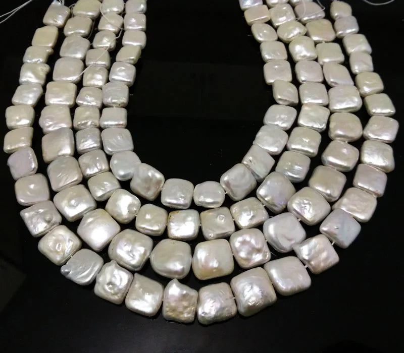 Pink Flat Square Coin Pearl Strand 16 inches