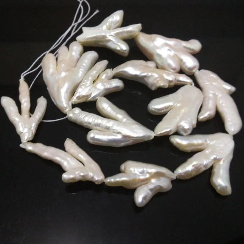 16" Natural Claw Shaped Biwa Pearl Loose Strand 40-50mm