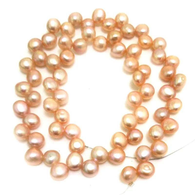 Natural Pink Button Pearl Strand 16"