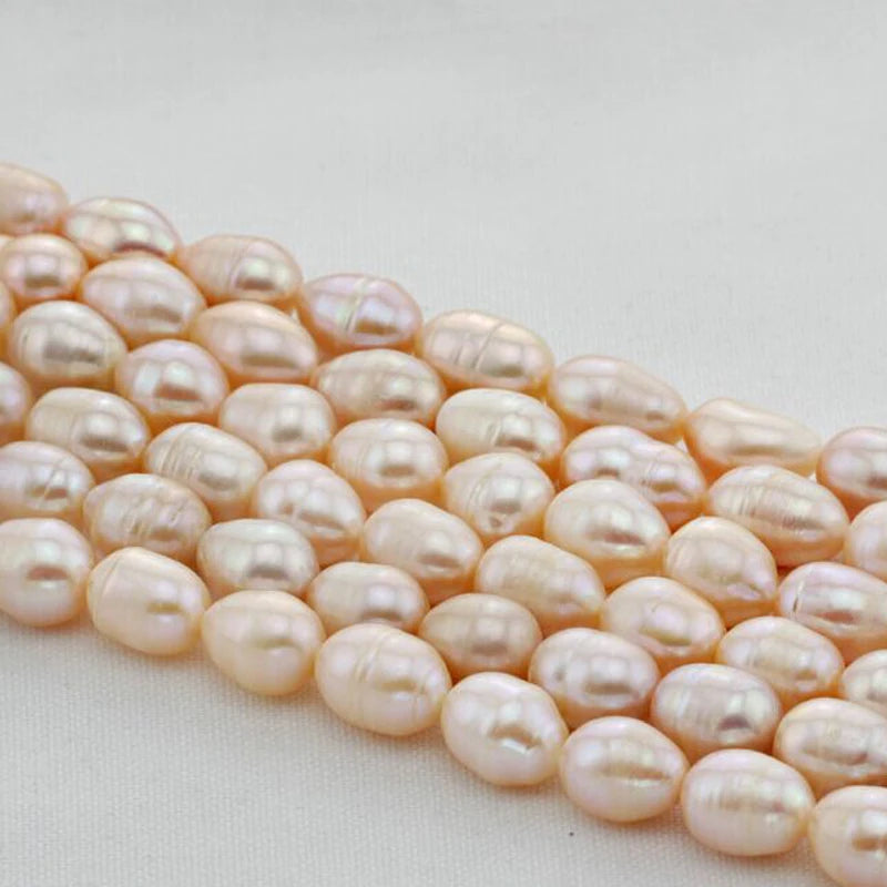 16" 9-10mm Pink Cultured Freshwater Rice Pearl Strand