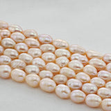 16" 9-10mm Pink Cultured Freshwater Rice Pearl Strand