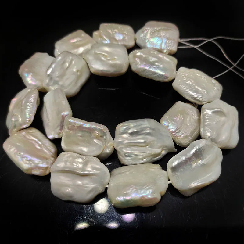 16" 16-20mm Flat Square Baroque Pearl Strand