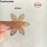 16 pcs Brass Filigree Flower Bead Caps 6-petal Large Metal Flowers 40mm