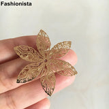 16 pcs Brass Filigree Flower Bead Caps 6-petal Large Metal Flowers 40mm