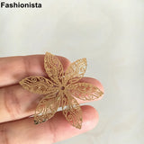 16 pcs Brass Filigree Flower Bead Caps 6-petal Large Metal Flowers 40mm
