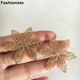16 pcs Brass Filigree Flower Bead Caps 6-petal Large Metal Flowers 40mm