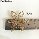 16 pcs Brass Filigree Flower Bead Caps 6-petal Large Metal Flowers 40mm