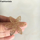 16 pcs Brass Filigree Flower Bead Caps 6-petal Large Metal Flowers 40mm