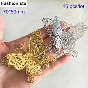 16 pcs Large Butterfly Charms, 70*50mm 3D Butterfly Pendant