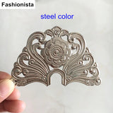 16 pcs Large Metal Stamping Flowers, 88*57mm, Gold, Silver, Bronze, Steel