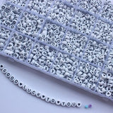 1600Pcs Acrylic Round Beads A-Z Letter Alphabet Heart Pattern DIY Bracelet