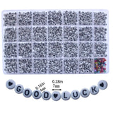 1600Pcs Acrylic Round Beads A-Z Letter Alphabet Heart Pattern DIY Bracelet