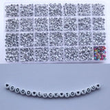 1600Pcs Acrylic Round Beads A-Z Letter Alphabet Heart Pattern DIY Bracelet