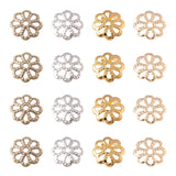 1600pcs 4 Colors 8-Petal Hollow Bead Caps Spacer Bulk