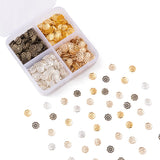 1600pcs 4 Colors 8-Petal Hollow Bead Caps Spacer Bulk