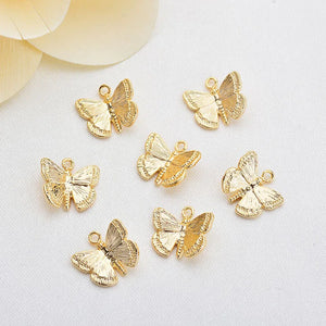 10PCS 11*10MM 24K Brass Butterfly Charms Pendants