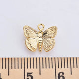 10PCS 11*10MM 24K Brass Butterfly Charms Pendants