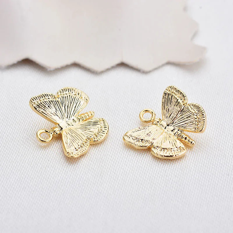 10PCS 11*10MM 24K Brass Butterfly Charms Pendants