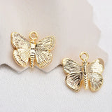 10PCS 11*10MM 24K Brass Butterfly Charms Pendants