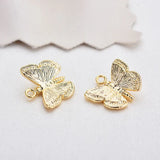 10PCS 11*10MM 24K Brass Butterfly Charms Pendants