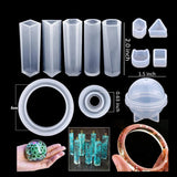 160PCS Silicone Resin Molds DIY Crystal Epoxy Set with Drill and Bag Tools