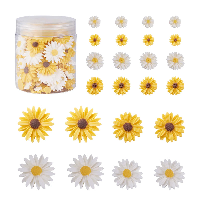 160Pcs Resin Daisy Flower Cabochons DIY Craft Embellishments