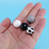 160Pcs Black Plaid Wood Round Beads Natural Farmhouse Beads