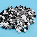 160Pcs Black Plaid Wood Beads for Crafts, Farmhouse Decor, Summer & Christmas