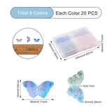 160Pcs Gradient Glass Crystal Butterfly Charm Spacer Beads DIY Craft Jewelry