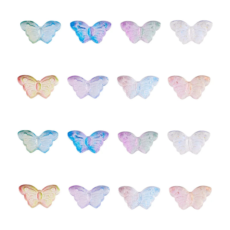 160Pcs Gradient Glass Crystal Butterfly Charm Spacer Beads DIY Craft Jewelry
