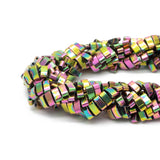 160pcs 2 Hole Tila Hematite Beads 2.5x5mm Metallic Purple Green