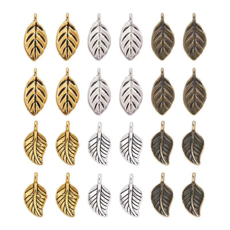 Tibetan Style Alloy Leaf Pendant for DIY Jewelry Making