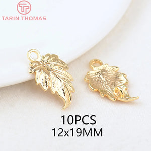 12x19MM 24K Plated Brass Leaf Leaves for Jewelry Making