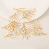 4PCS 18x41MM 24K Plated Brass Tree Branch Charms Pendants