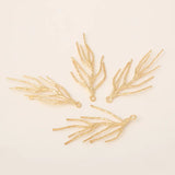 4PCS 18x41MM 24K Plated Brass Tree Branch Charms Pendants