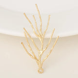 4PCS 18x41MM 24K Plated Brass Tree Branch Charms Pendants