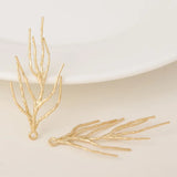 4PCS 18x41MM 24K Plated Brass Tree Branch Charms Pendants