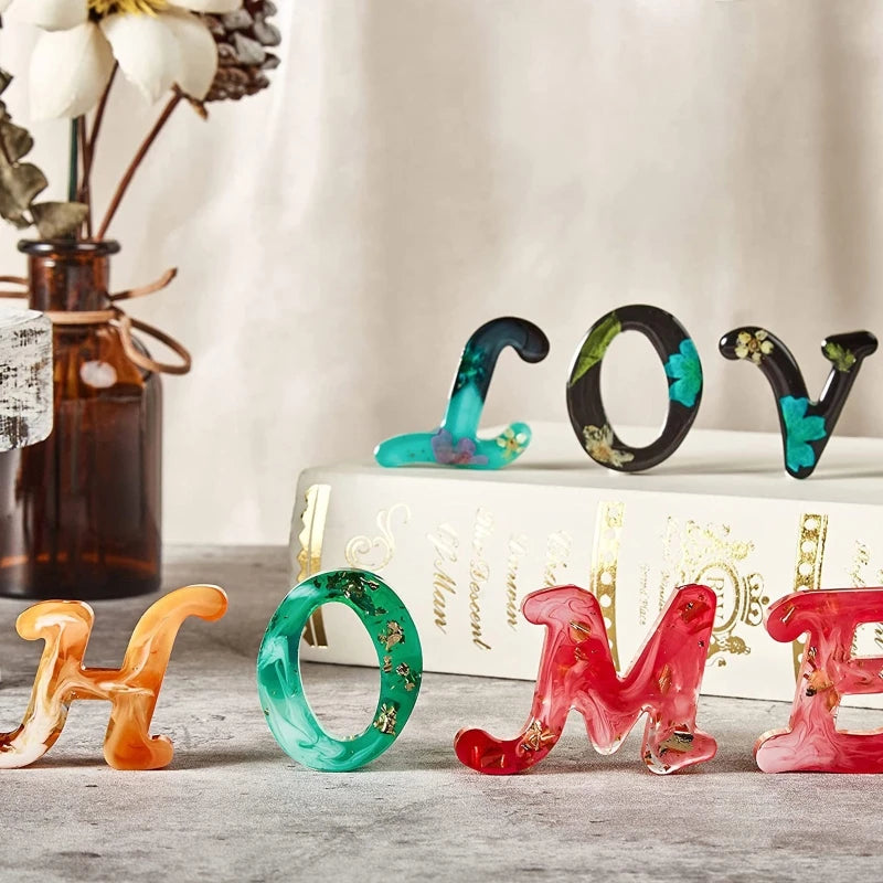 Alphabet Silicone Resin Mold Keychain Jewelry DIY Making Kit