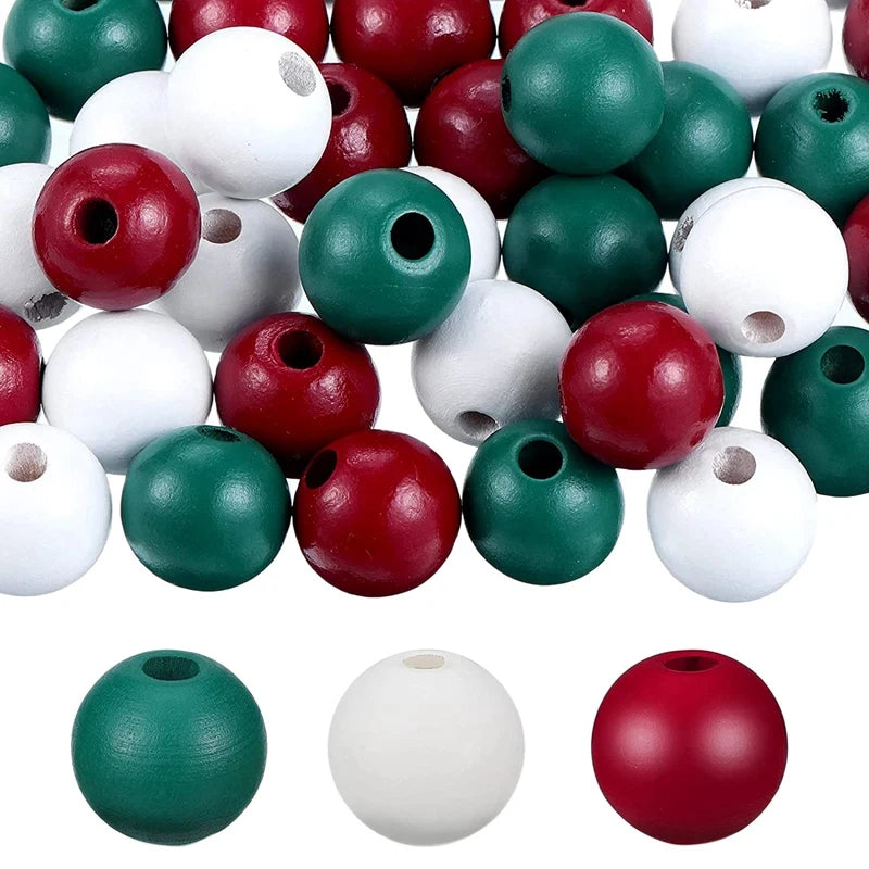 165 Pcs Christmas Wood Beads Craft Farmhouse Natural Beads Boho DIY